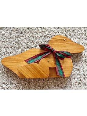 Hand Carved Duck Wall Plaque Wooden Folk Art Country Decor Mom Dad Baby 80s 90s